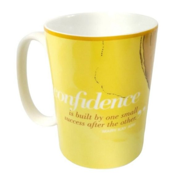 Mary Kay Ash Confidence Quote Yellow Porcelain Ceramic Coffee Mug and Plate Set - Picture 7 of 7